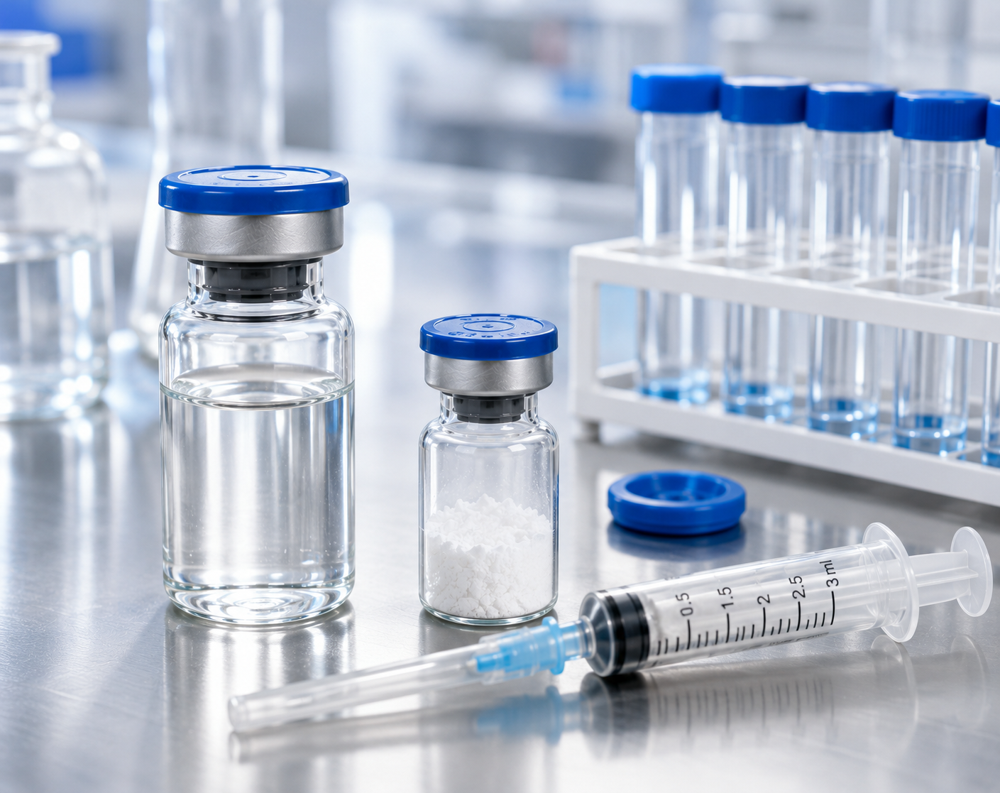 Sterile Laboratory Vials and Syringe